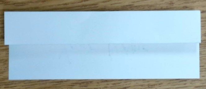 Front flap folded up along the horizontal line